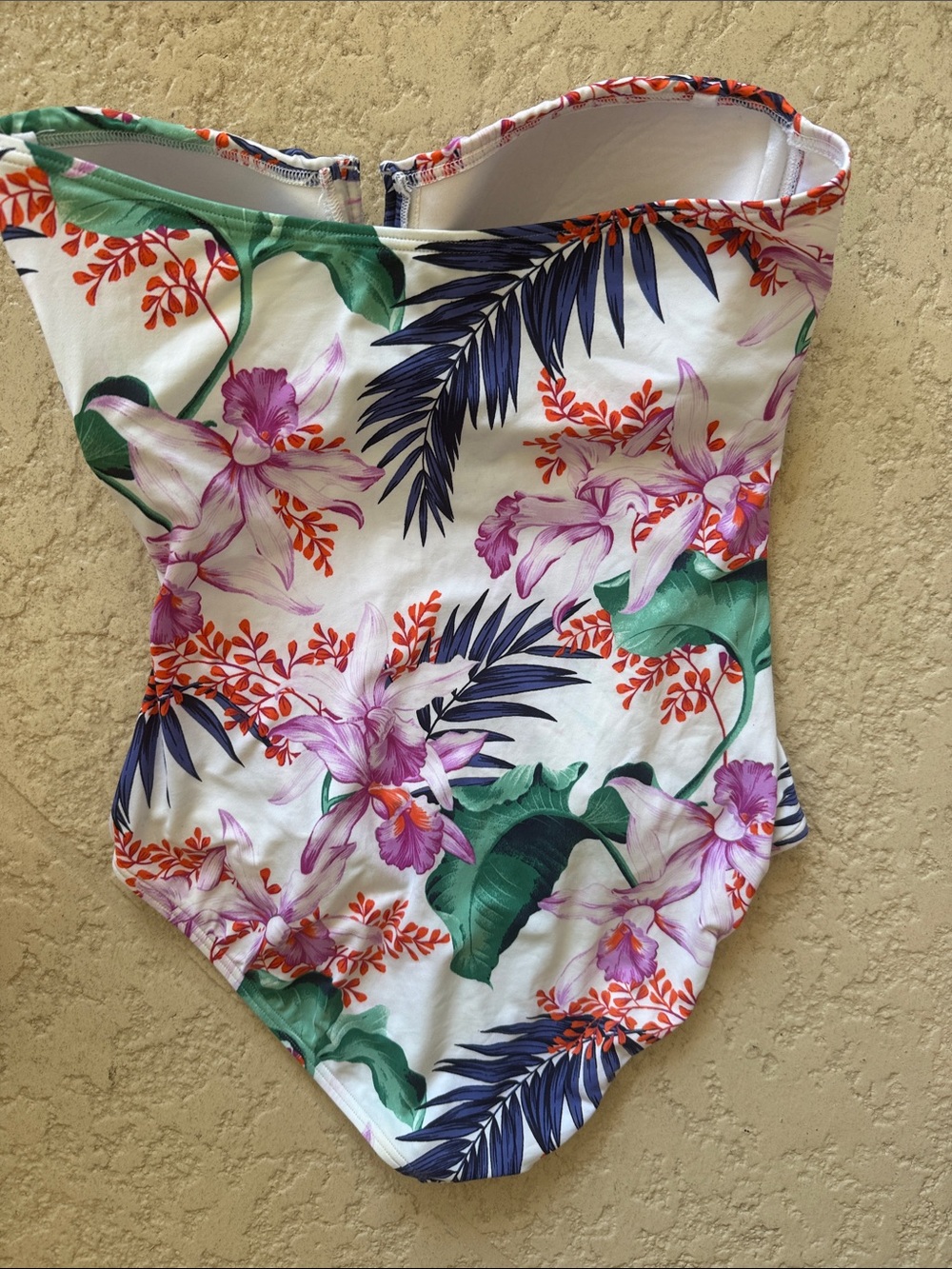 Tommy Bahama White One-Piece Swimsuit with Purple & Green Floral Print - Picture 6 of 6